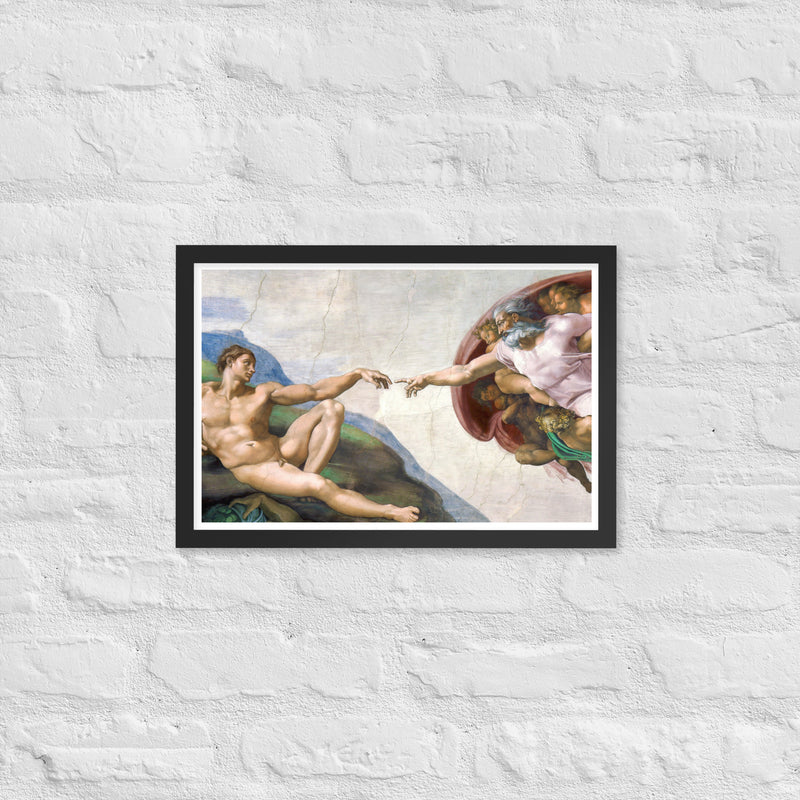 Michelangelo Buonarroti's "The Creation of Adam" - Plakat med indramning