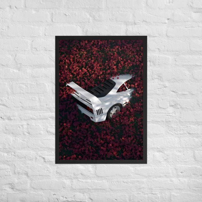 F40 i blomster - Plakat Med ramme