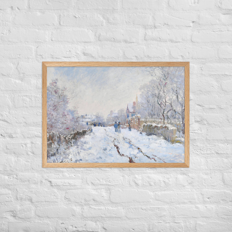 Snow at Argenteuil af Claude Monet - Plakat Med ramme Sort/Træ/Hvid