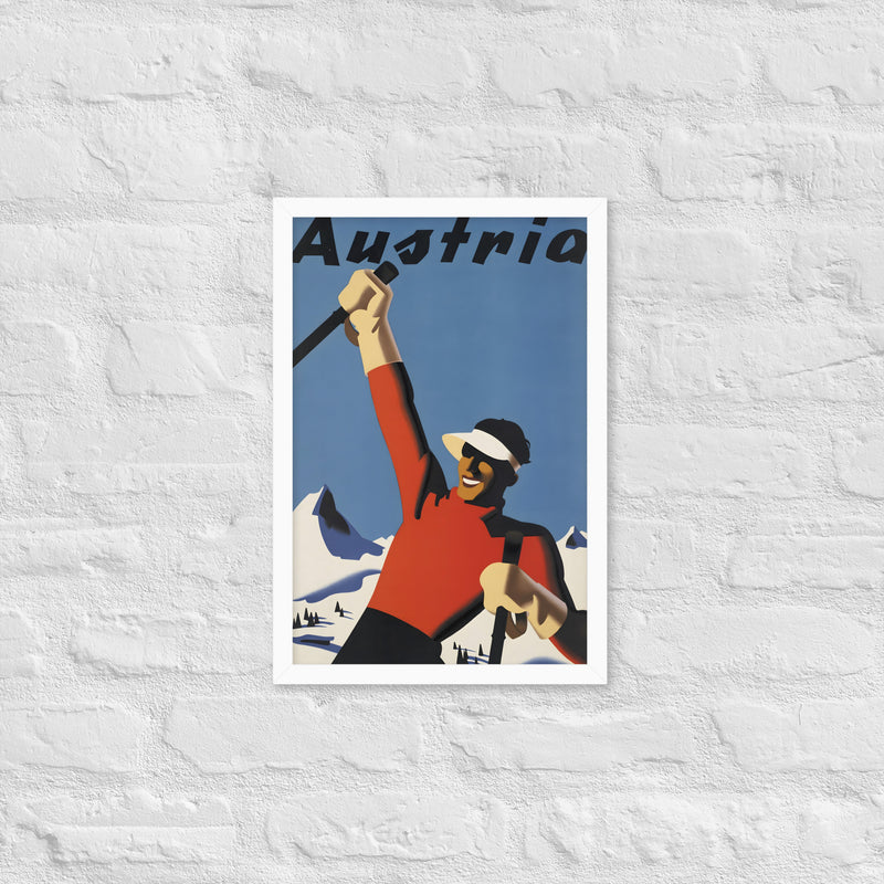 Austria - Plakat med ramme Sort/Hvid/Træ