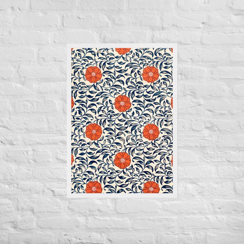 Kinesiske blomster mønster- Plakat Med ramme